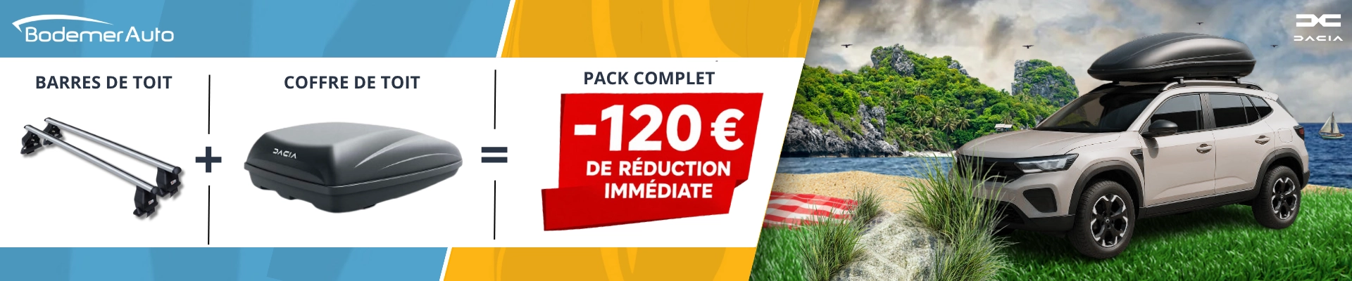 RENAULT DACIA COFFRE DE TOIT + BARRES 120€ de reduction