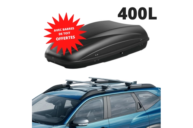 BIGSTER - COFFRE DE TOIT 400 L + BARRES DE TOIT OFFERTES - DACIA