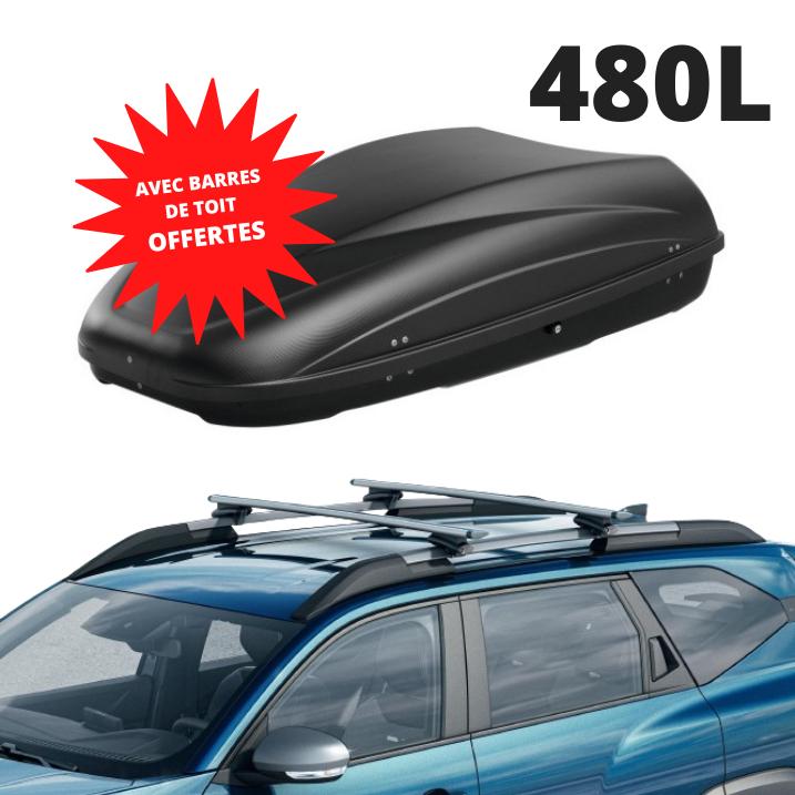 BIGSTER - COFFRE DE TOIT 480 L + BARRES DE TOIT OFFERTES - DACIA