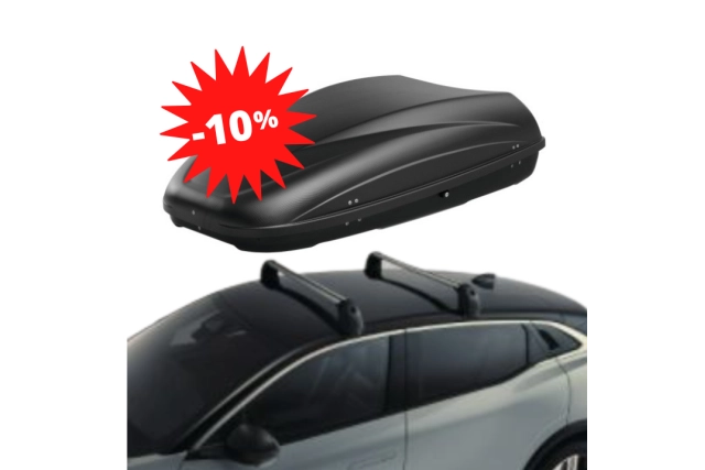 Pack −10 % :  ARKANA - COFFRE DE TOIT 630 L + BARRES DE TOIT RENAULT