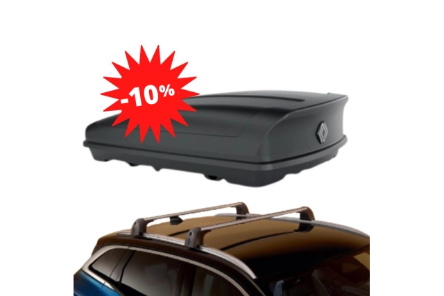 Pack −10 % :  AUSTRAL- COFFRE DE TOIT 630 L + BARRES DE TOIT RENAULT