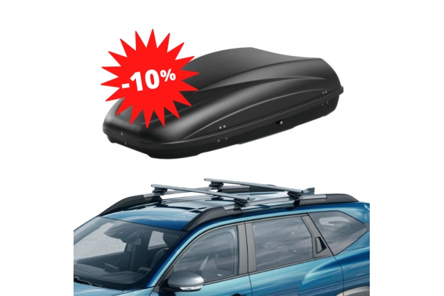 DACIA – Pack −10 % : DUSTER 3 - COFFRE DE TOIT 330 L + BARRES DE TOIT DACIA