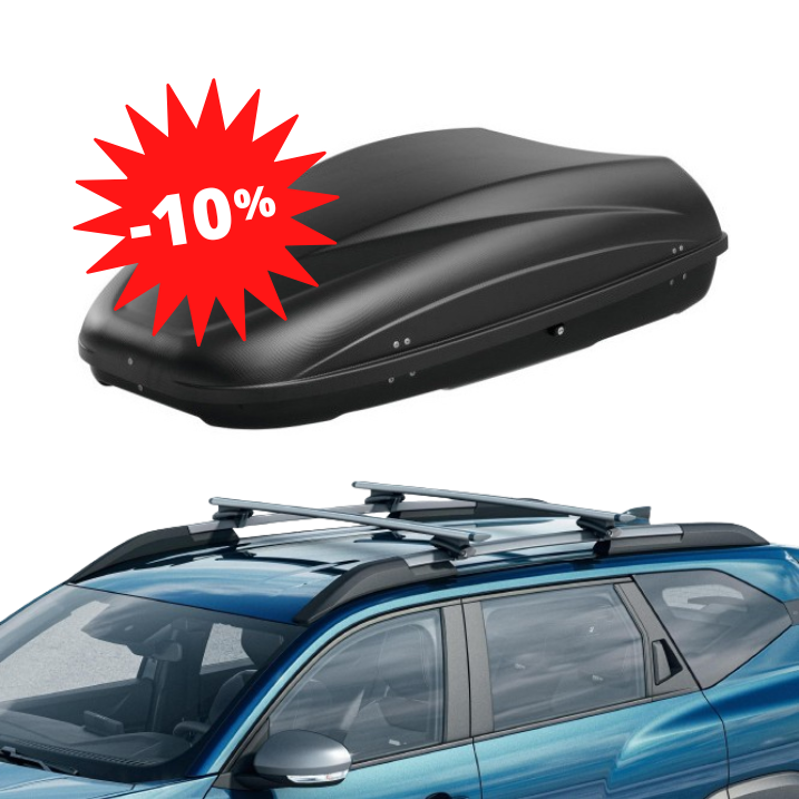 Pack −10 % : DUSTER 3 - COFFRE DE TOIT 400 L + BARRES DE TOIT DACIA