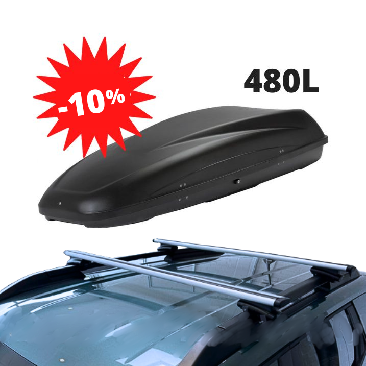 Pack −10 % : DUSTER 3 - COFFRE DE TOIT 480 L + BARRES DE TOIT DACIA
