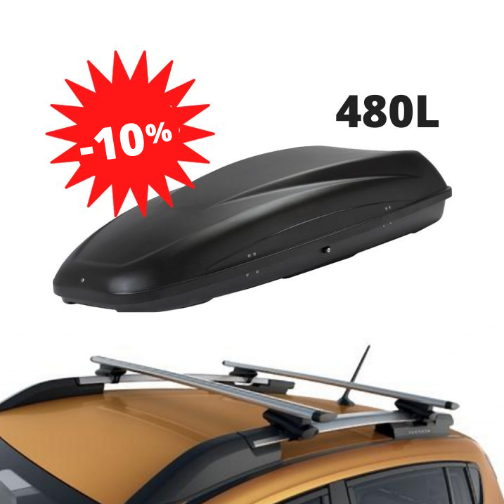 Pack −10 % : JOGGER - COFFRE DE TOIT 480 L + BARRES DE TOIT DACIA