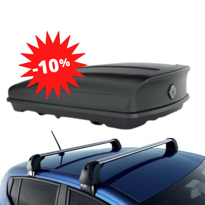 Pack −10 % SANDERO 3 - COFFRE DE TOIT 480 L + BARRES DE TOIT DACIA