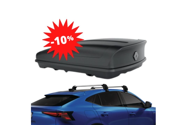 Pack −10 % : RAFALE -- COFFRE DE TOIT 480 L + BARRES DE TOIT RENAULT