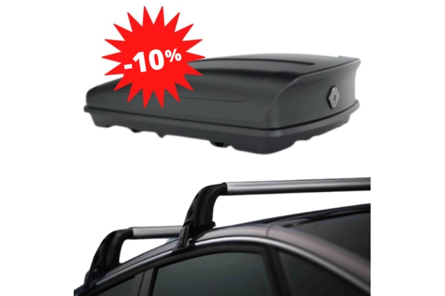 Pack −10 % : ESPACE 5 -- COFFRE DE TOIT 630 L + BARRES DE TOIT RENAULT