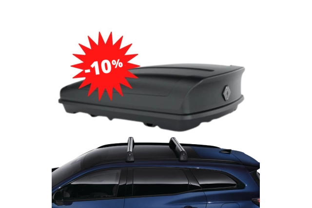 Pack −10 % : ESPACE 6 -- COFFRE DE TOIT 630 L + BARRES DE TOIT RENAULT