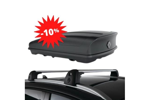 Pack −10 % :  CAPTUR 2 - COFFRE DE TOIT 480 L + BARRES DE TOIT RENAULT