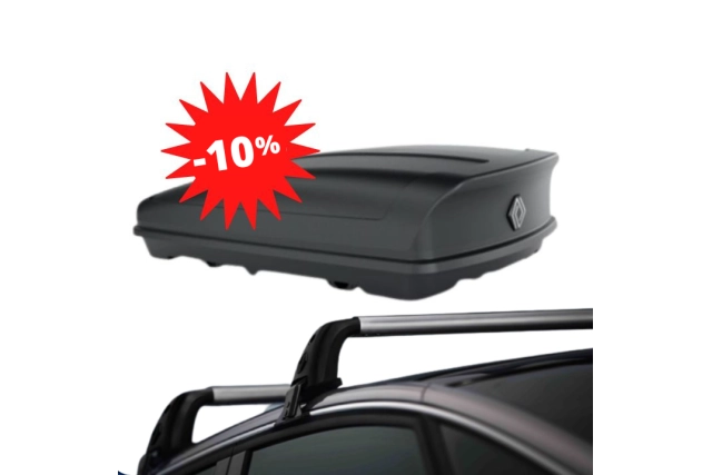 Pack −10 % :  CAPTUR 2 - COFFRE DE TOIT 630 L + BARRES DE TOIT RENAULT