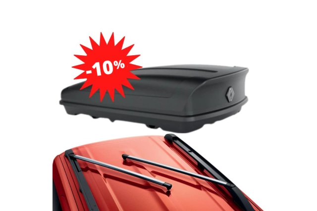 Pack −10 % :  KANGOO 3 - COFFRE DE TOIT 630 L + BARRES DE TOIT RENAULT