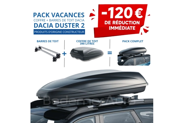 DACIA – Pack coffre 630 et barres de toit Dacia DUSTER 2 | - 120 € de remise immédiate