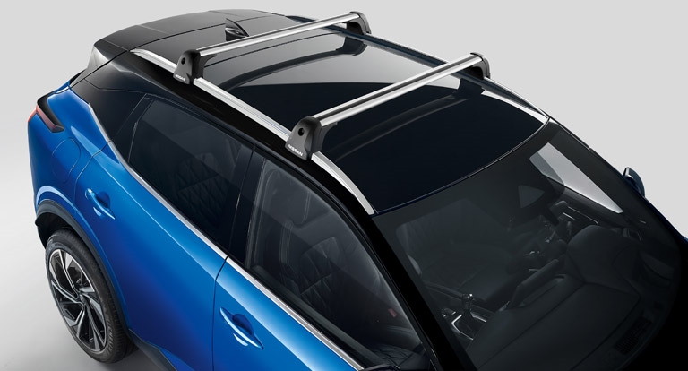 Barres De Toit Transversales Omac Pour Nissan Qashqai J12 2021-2024 - Aluminium Noir, Compatibles Rails Fermés - Charge Max 75 Kg