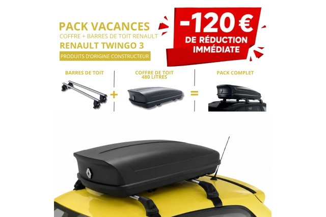 RENAULT – Pack coffre et barres de toit RENAULT TWINGO 3 | - 120 € de remise immédiate