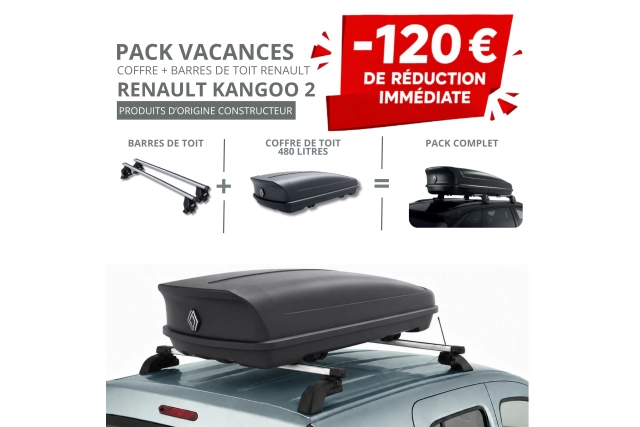RENAULT – KANGOO 2 - COFFRE DE TOIT 480 L + BARRES DE TOIT OFFERTES - RENAULT