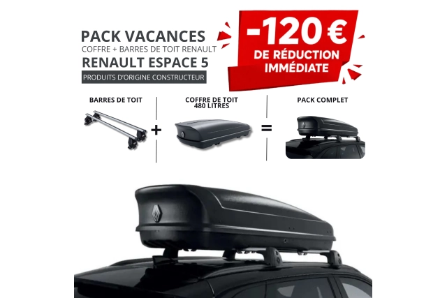RENAULT – Pack coffre et barres de toit RENAULT ESPACE 5 | - 120 € de remise immédiate