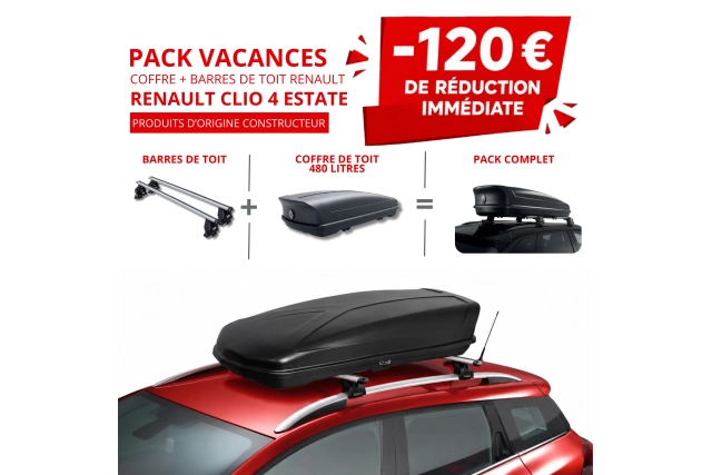 RENAULT – Pack coffre et barres de toit RENAULT CLIO ESTATE | - 120 € de remise immédiate