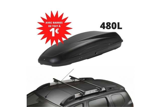 DUSTER 1 - COFFRE DE TOIT 480 L + BARRES DE TOIT OFFERTES - DACIA