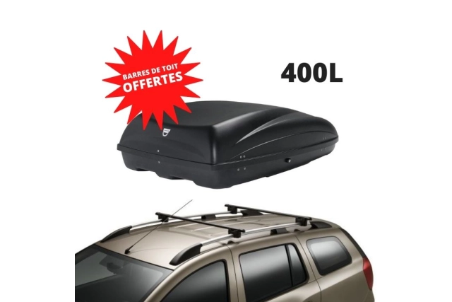 LOGAN / LOGAN MCV - COFFRE DE TOIT 400 L + BARRES DE TOIT OFFERTES - DACIA