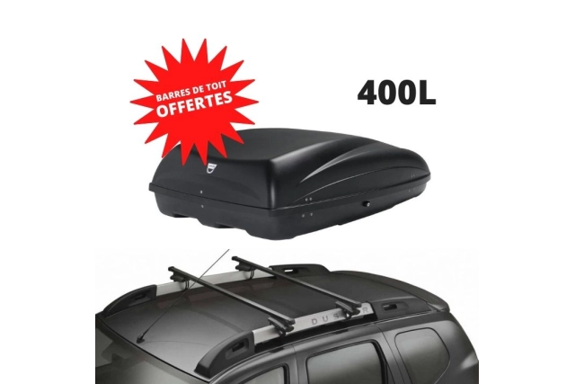 DUSTER 1 - COFFRE DE TOIT 400 L + BARRES DE TOIT OFFERTES - DACIA