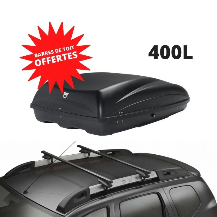 DUSTER 1 - COFFRE DE TOIT 400 L + BARRES DE TOIT OFFERTES - DACIA