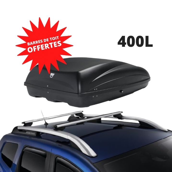 DUSTER 2 - COFFRE DE TOIT 400 L + BARRES DE TOIT OFFERTES - DACIA