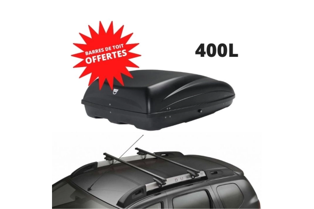 DUSTER 1 - COFFRE DE TOIT 400 L + BARRES DE TOIT OFFERTES - DACIA