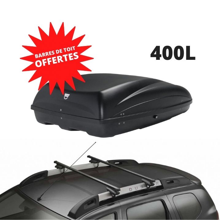 DUSTER 1 - COFFRE DE TOIT 400 L + BARRES DE TOIT OFFERTES - DACIA