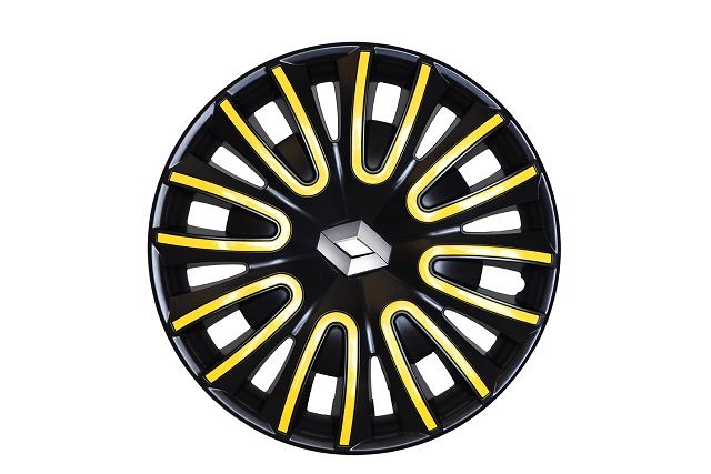 Enjoliveur 15 noir et jaune pouces Renault TWINGO officiel - Enjoliveur  pour RENAULT TWINGO et REANULT TWINGO ZE moins cher.