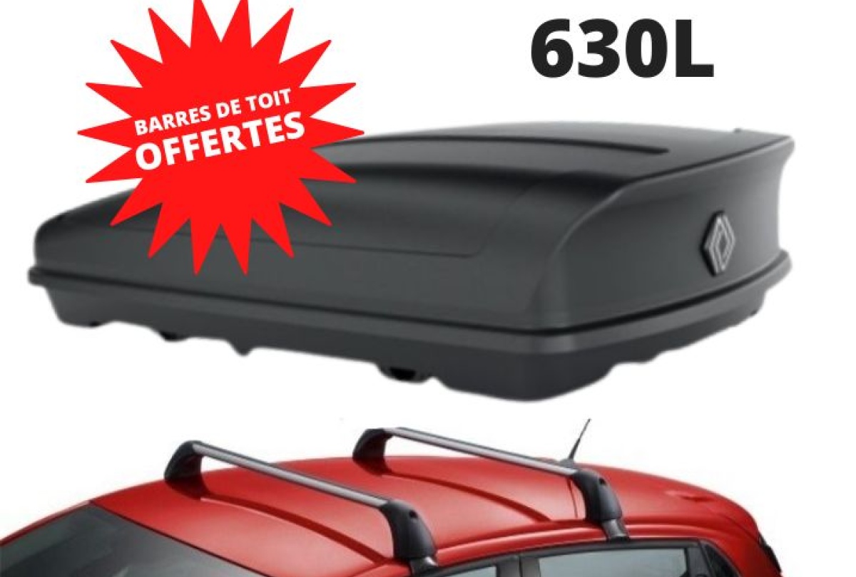 CLIO 4 - COFFRE DE TOIT 630 L + BARRES DE TOIT OFFERTES 